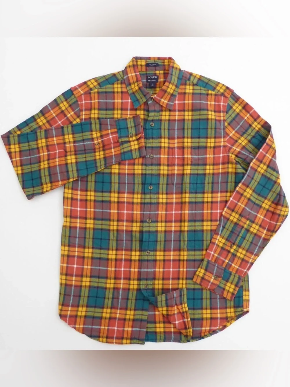 J. Crew Men’s Flannel Plaid Button Shirt, Multicolor Buchanan Tartan, AZ837, L